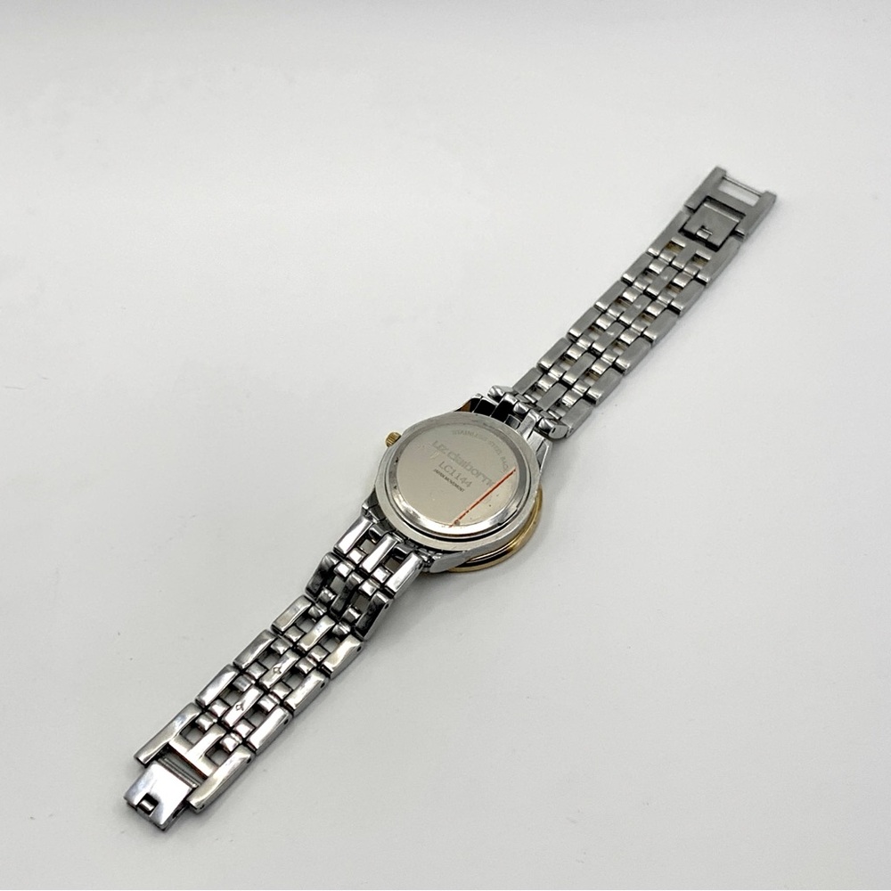 Liz Claiborne Two-Tone Crystal Bezel Watch 6.75" New Battery - Picture 6 of 14